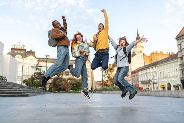 Students celebrating after reaching placement